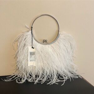 OLGA BERG - White Feather Purse